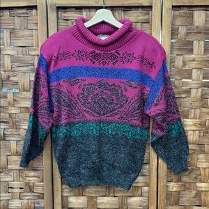 Vintage 80’s Felicia Colorful Patterned Women's Sweater